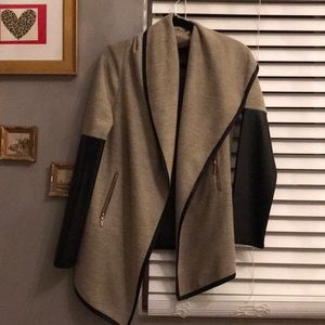 Boutique purchased cardigan with leather sleeves